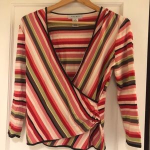 Nine West striped faux wrap top! Medium. $22 CUTE!